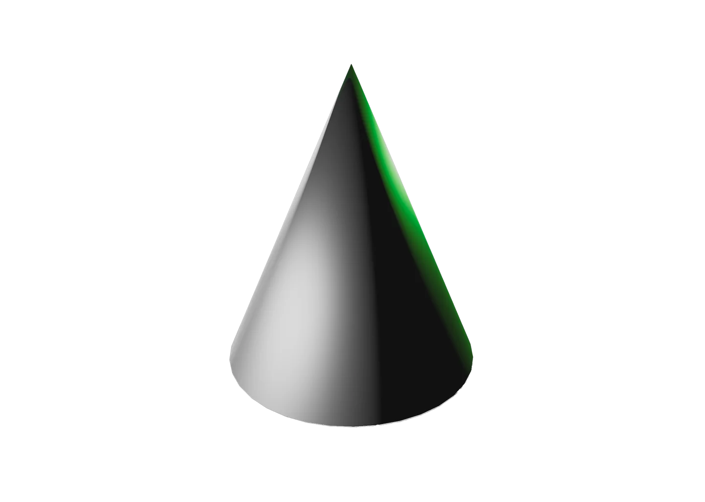 Matte white cone primitive shape with dramatic shading.