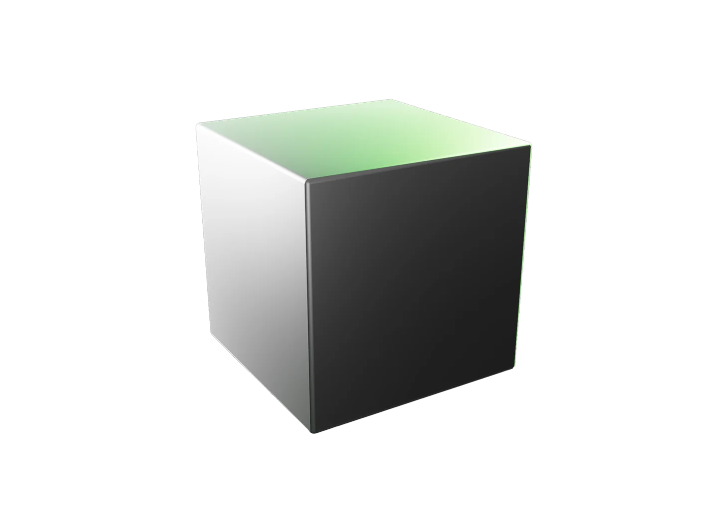 Cube primitive shape with one side falling into darker shadow than the others.