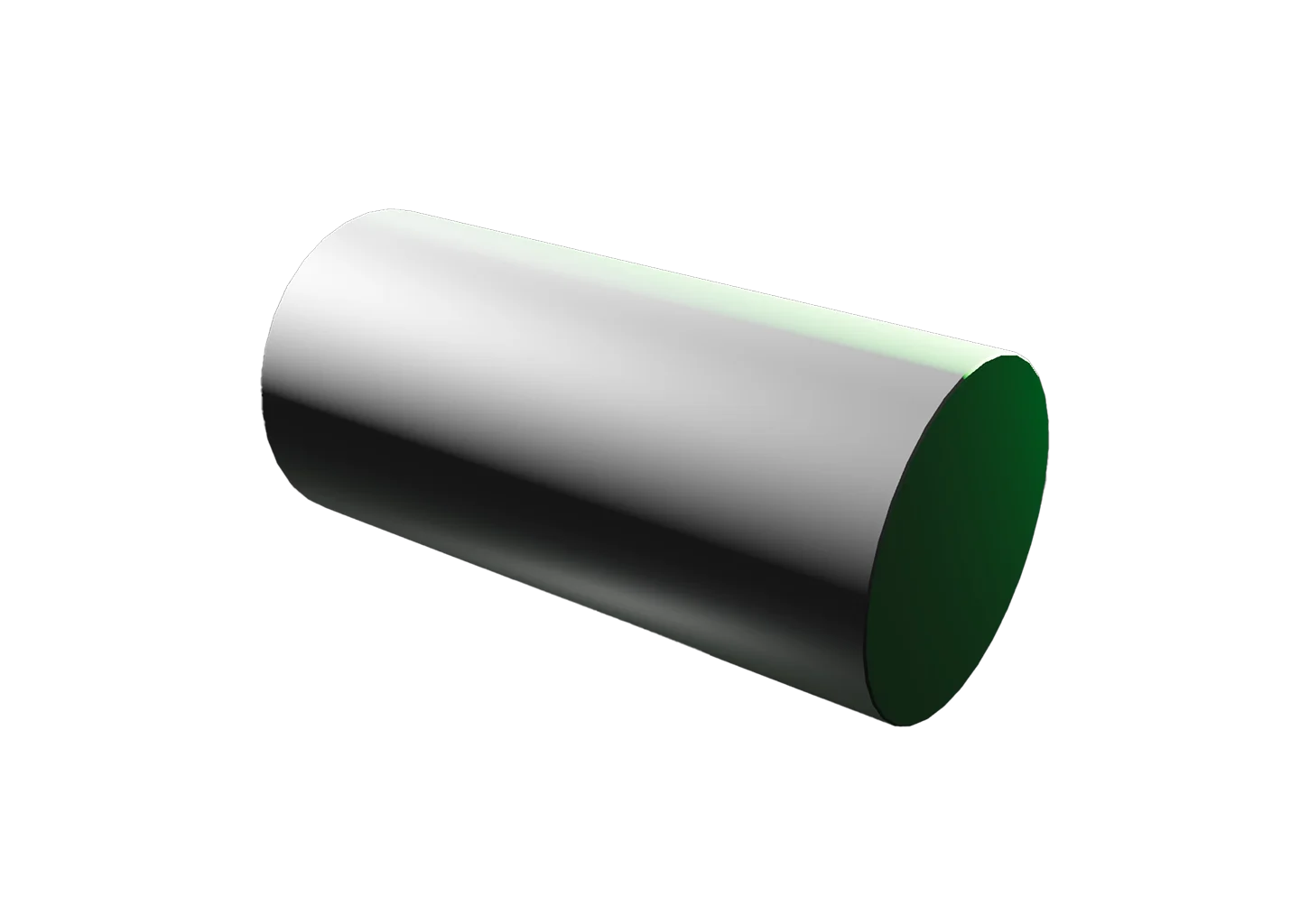 Cylinder with a gradient shading from light gray to dark gray on a white background.