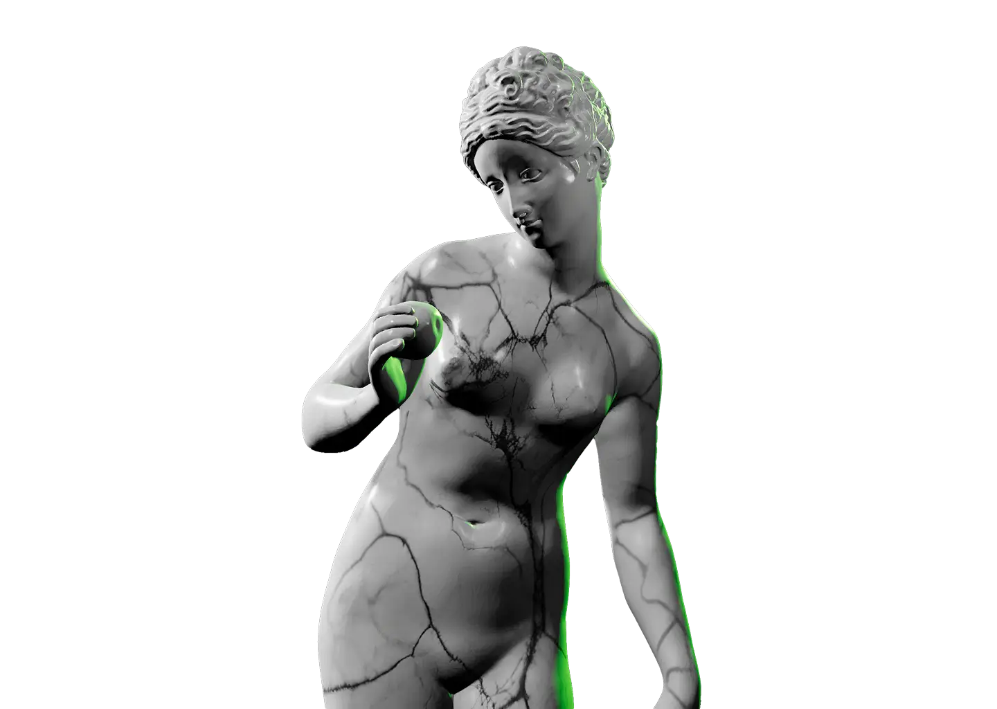 Marble statue of a the goddess Venus holding an apple.